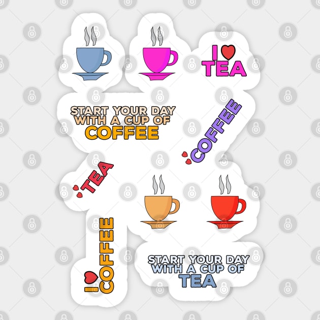 Coffee and Tea Set Pack Sticker by DiegoCarvalho